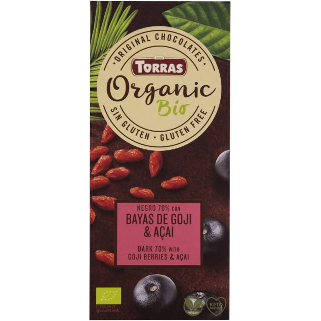 Organic Dark 70% with Goji & Açai 100g - Torras - JUG deli