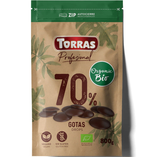 Dark Organic chocolate coating drops 70% cocoa 800g - Torras - JUG deli