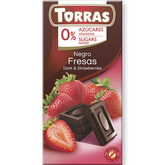 Dark chocolate with strawberries 75g - Torras