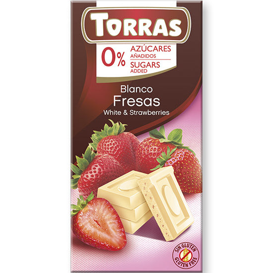 White chocolate with strawberries 75g - Torras