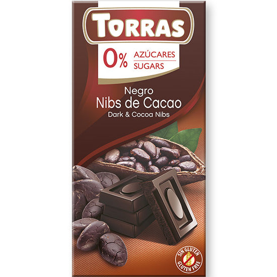 Dark chocolate with cocoa nibs 75g - Torras