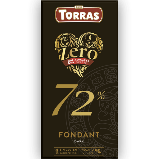 Dark Chocolate 72% ZERO Sugar 100g - Torras - JUG deli