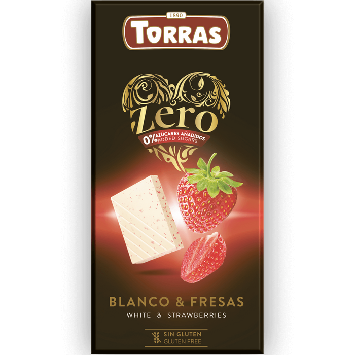 White Chocolate with strawberries ZERO Sugar 125g - Torras - JUG deli