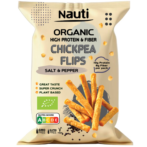 Organic Chickpea Flips Salt & pepper 55g - Nauti - JUG deli