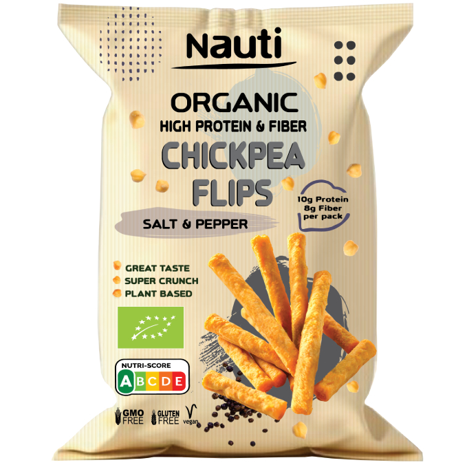 Organic Chickpea Flips Salt & pepper 55g - Nauti - JUG deli