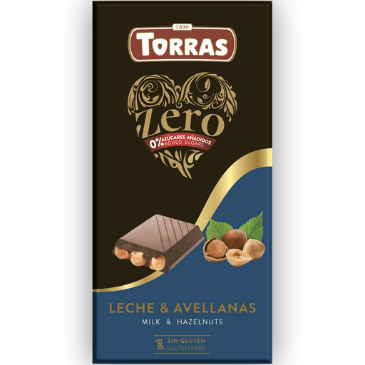 Milk Chocolate and Whole Hazelnuts ZERO Sugar 150g - Torras - JUG deli