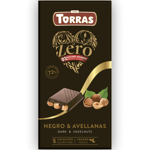 Dark Chocolate with Whole Hazelnuts ZERO Sugar 150g - Torras - JUG deli