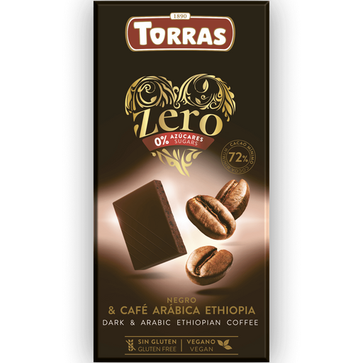 Dark Chocolate 72% with Arabic Coffee ZERO Sugar 100g - Torras - JUG deli