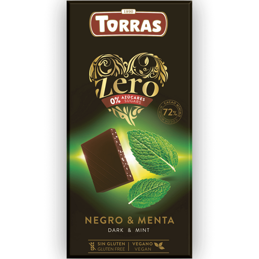 Dark Chocolate 72% with Mint ZERO Sugar 100g - Torras - JUG deli