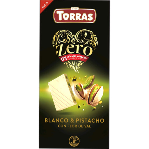 White Chocolate with pistachios and salt ZERO Sugar 100g - Torras - JUG deli