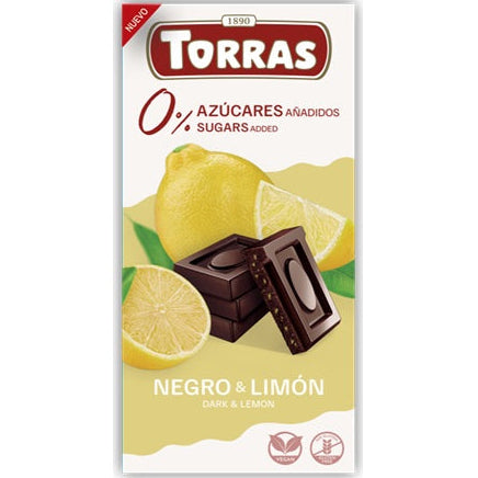 Dark chocolate with no sugar and lemon 60g - Torras - JUG deli