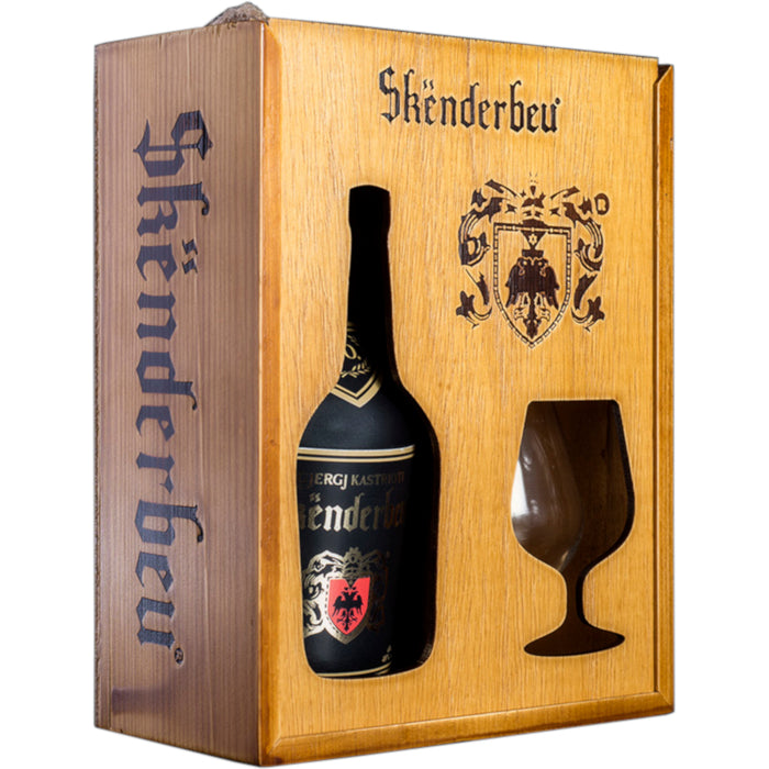 Wooden Box with Cognac Glass - Skenderbeu